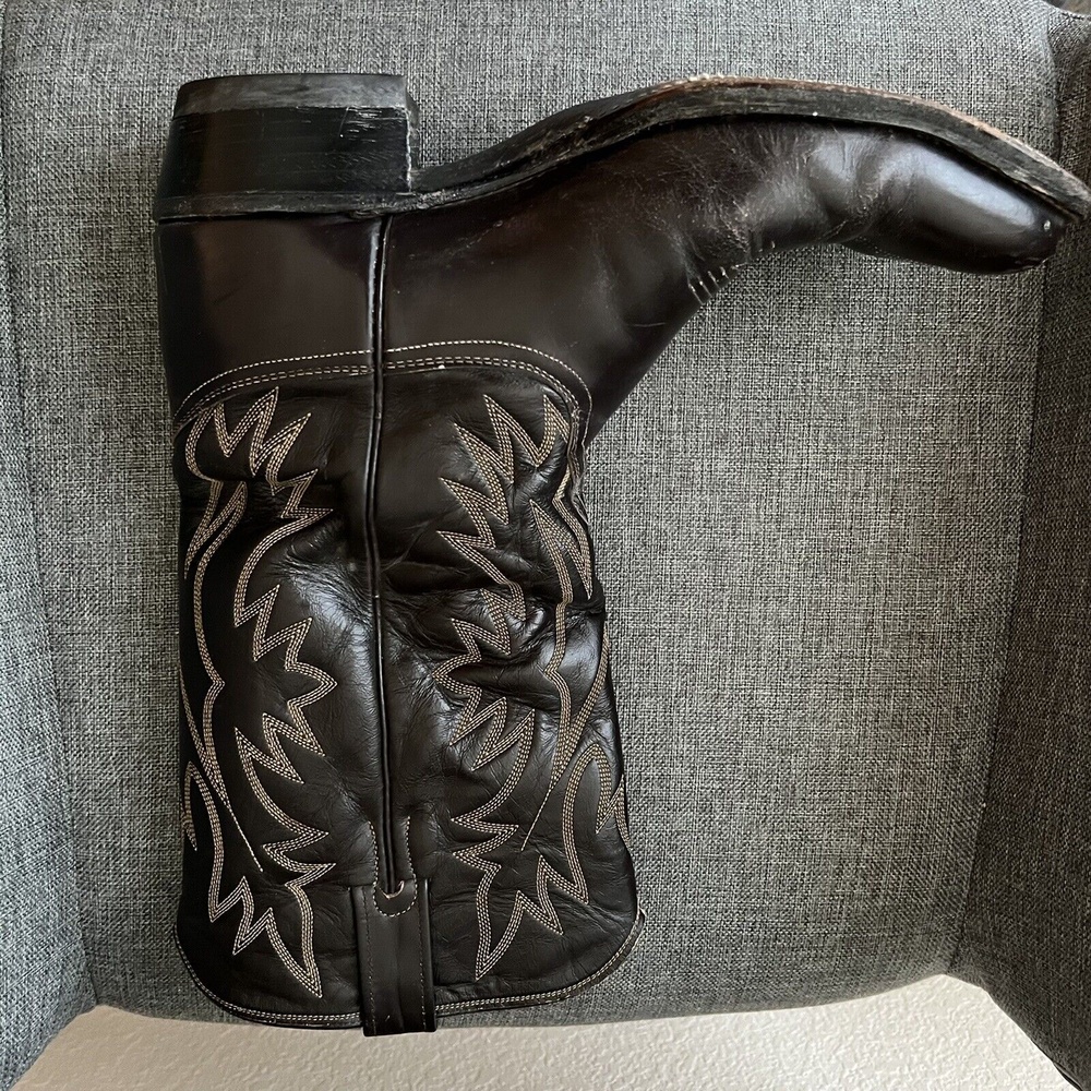 Justin Mens Western Leather Boots 2908 Size 10 D Black SB05 - Picture 6 of 8